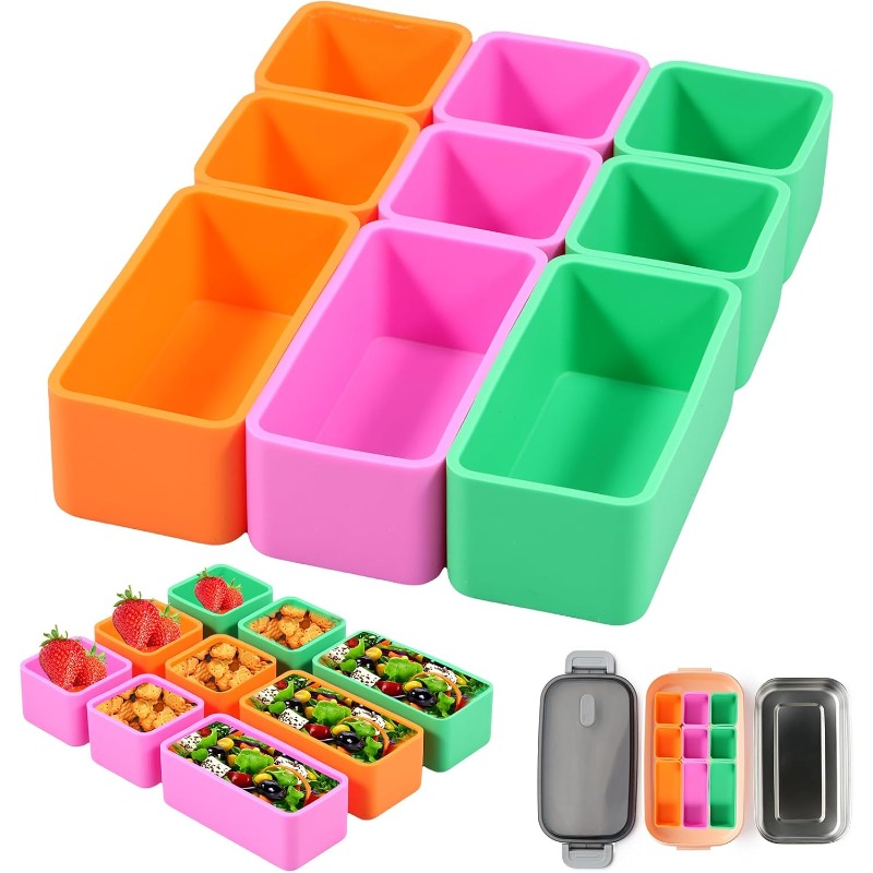 Food Storage Dividers - Silikon-Lebensmittelbox-Trennblätter, Backförmchen, Bento-Trennbecher, wiederverwendbarer Bento-Behälter, Bündel,