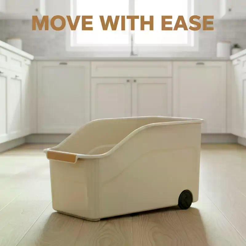 Stackable Pantry Bin - Stapelbare Kunststoff-Aufbewahrungsboxen mit Rollen Komfortgriffe Großraum-Organizer