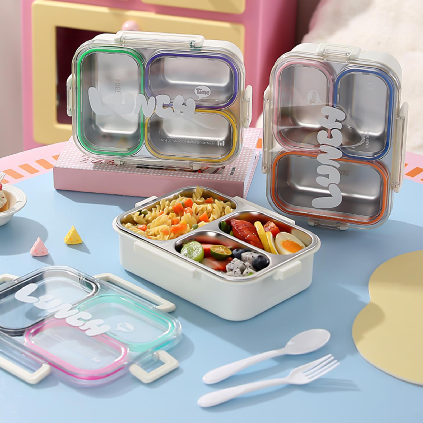 Food Storage With Dividers - Edelstahl-Lunchbox, geteilt, auslaufsicher, für Schulkinder, Snackbox