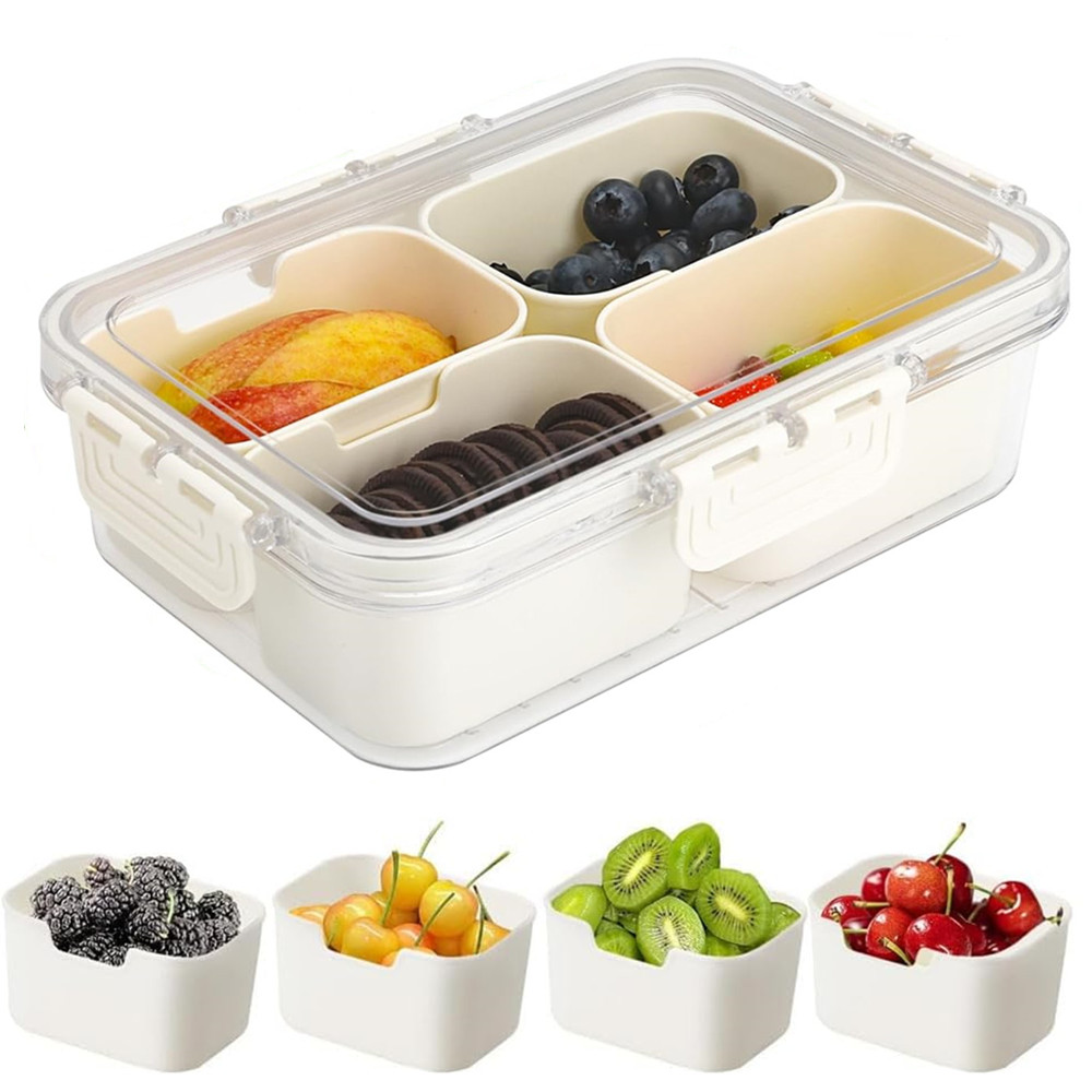 Food Storage Dividers - Tragbare Lebensmittel-Aufbewahrungsbox, Snackbox, 4 Fächer mit