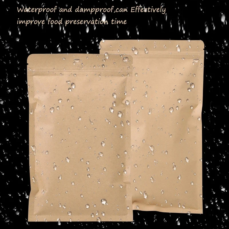 Food Storage Zipper Bags - 100 Stück braune Kraftpapier-Beutel mit Reißverschluss,