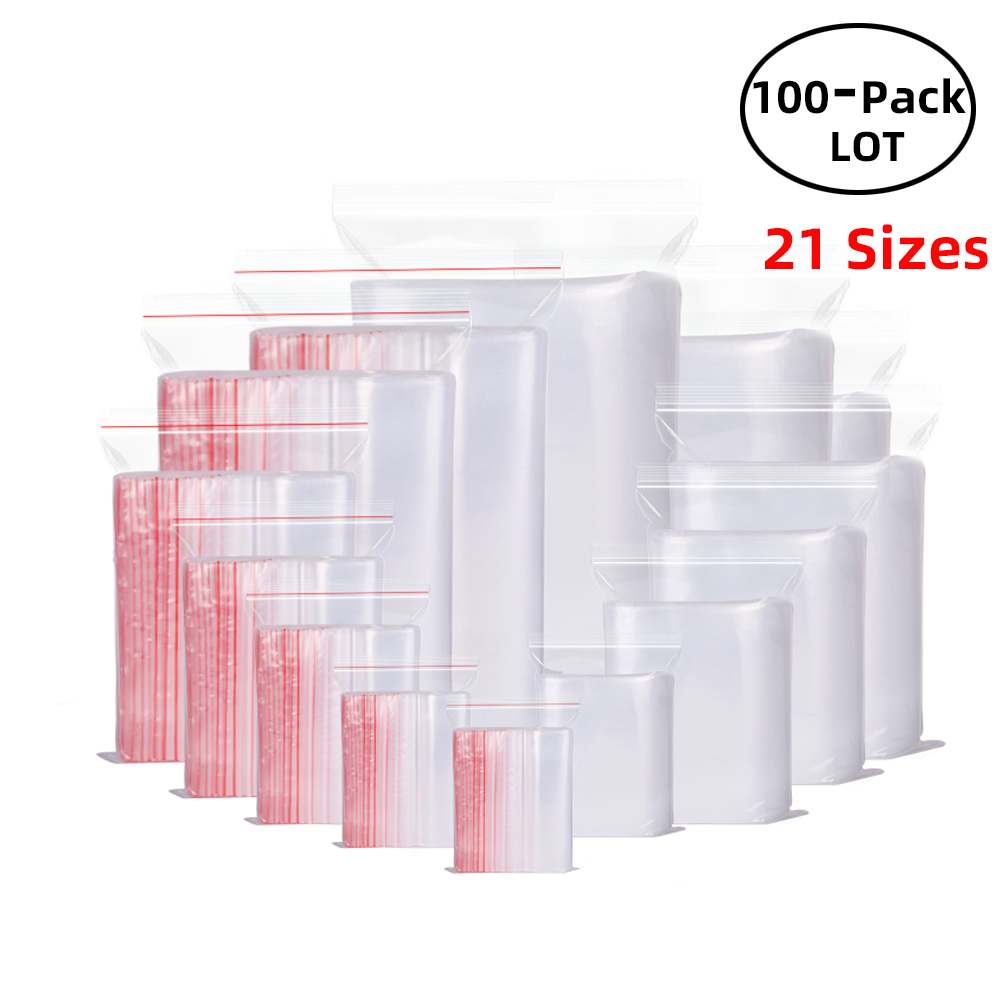 Food Storage Zipper Bags - 100 Teile/paket Wiederverschließbare Zip-Lock Beutel Selbst
