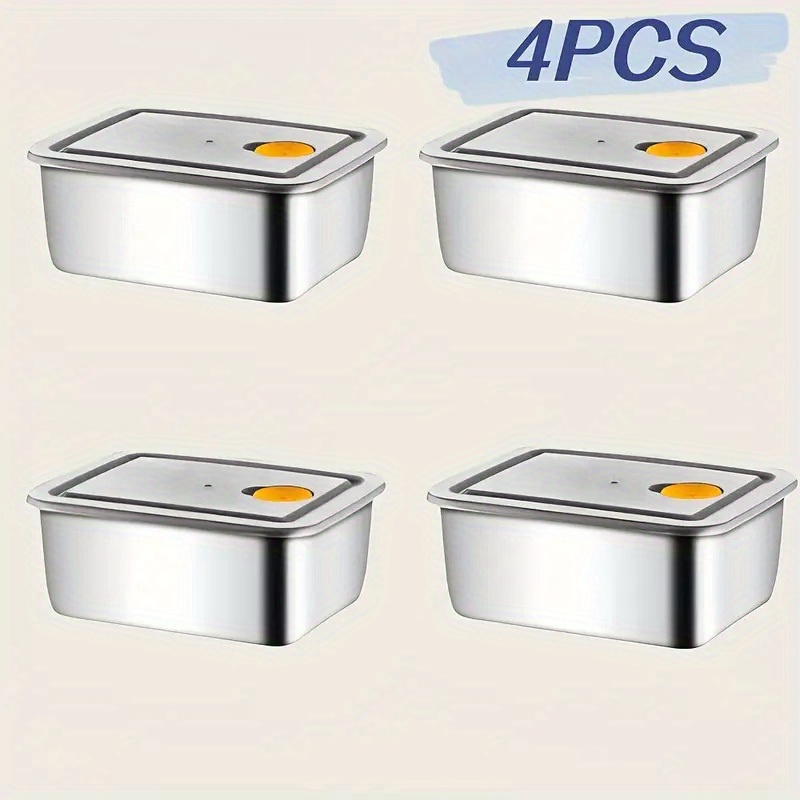 Food Storage Pantry - 4-teiliges Edelstahl-Lebensmittelbehälter-Set - Verstärkt, auslaufsicher, BPA-frei,