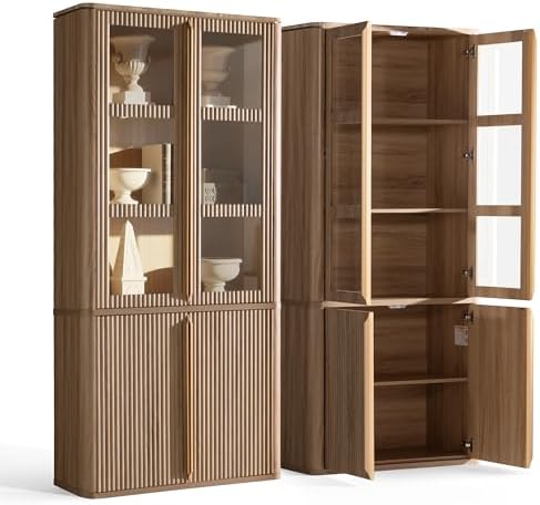 Food Storage Kitchen Cabinet - 77 Zoll hohe Vorratsschränke mit Glastüren,