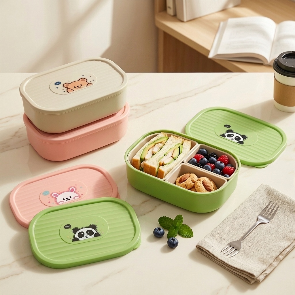 Food Storage Dividers - Niedliche, geteilte Lunchbox aus Kunststoff für