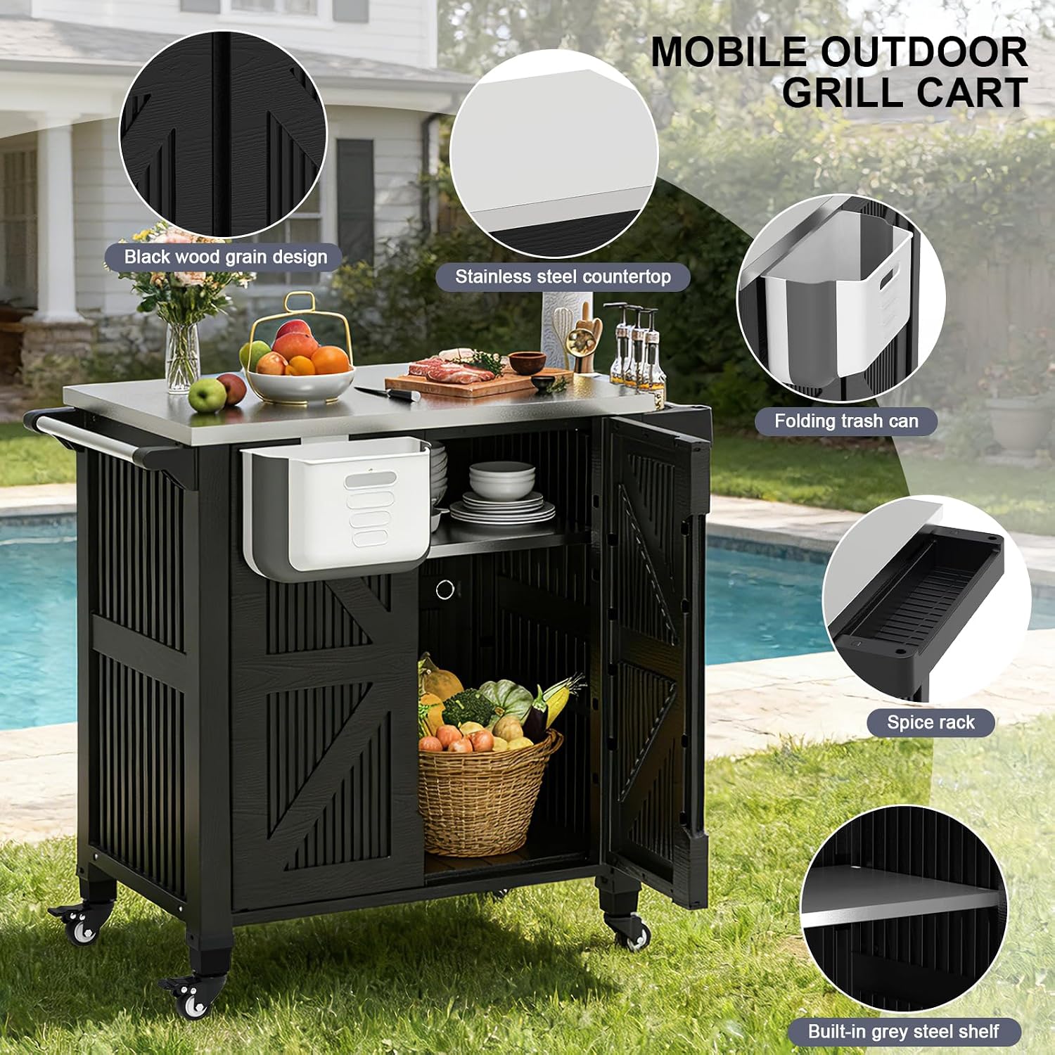 Outdoor-Grillwagen mit Aufbewa – Food Storage On Wheels Bewertung und Preis