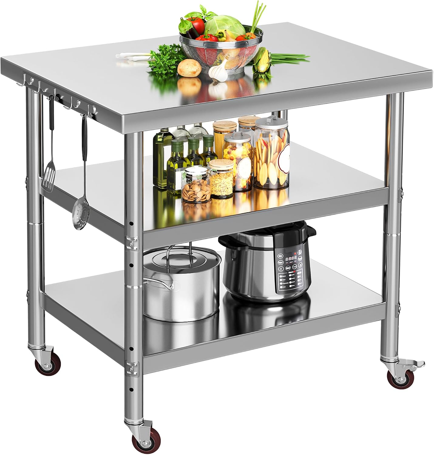 Edelstahl-Arbeitstisch für die – Food Storage On Wheels Bewertung und Preis