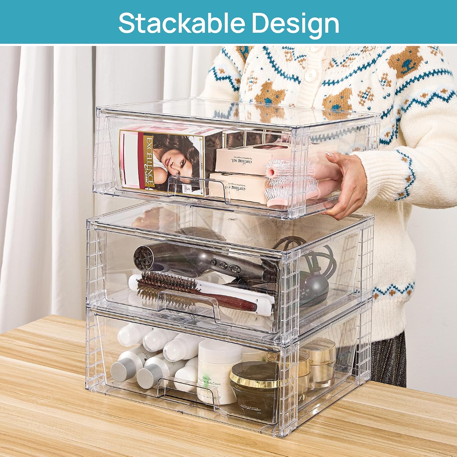 4er-Pack Große Transparente St – Stackable Pantry Bin Bewertung und Preis