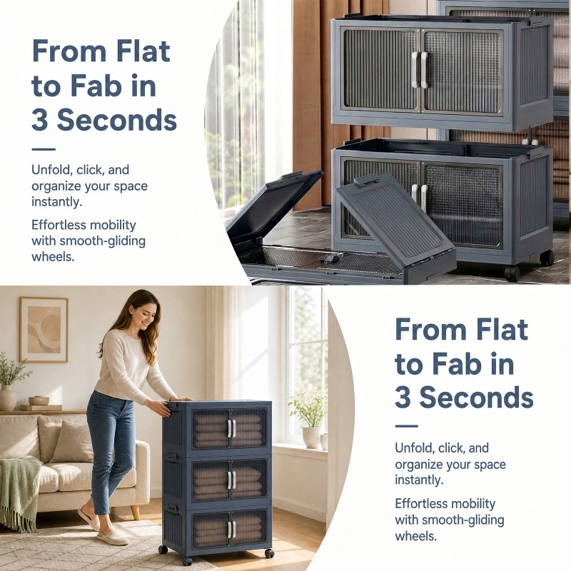3-stufiger faltbarer Kunststof – Stackable Pantry Bin Bewertung und Preis